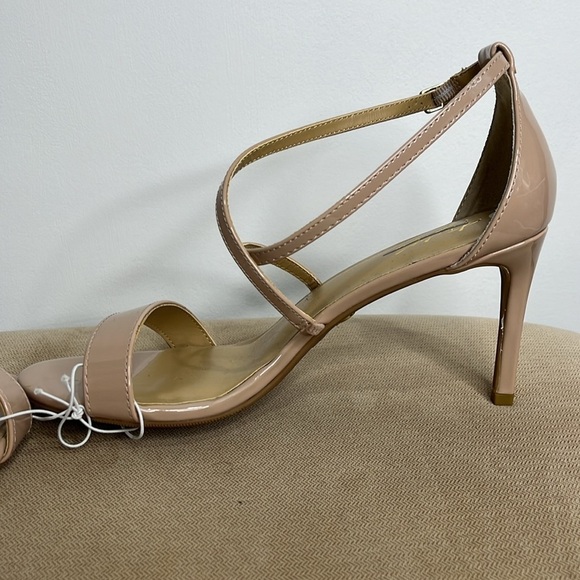 Thalia Sodi Nude Strappy High Heel Pumps Darria Shoes Size 10 Shiny Patent Look - Picture 10 of 14